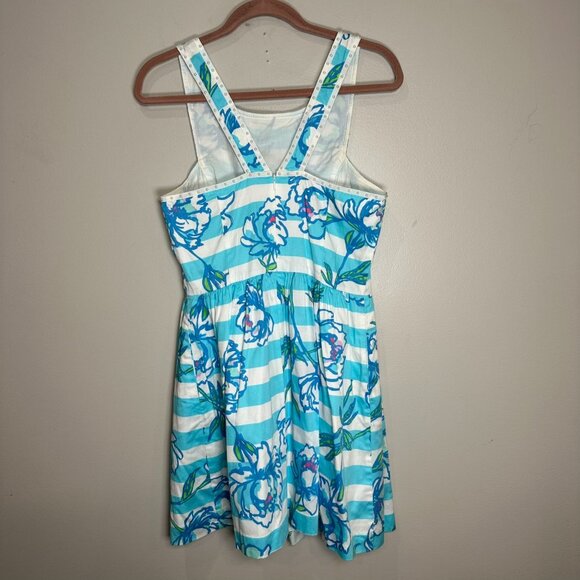 Lilly Pulitzer Sandrine Dress Tossing the Line Striped Floral Size 8 preppy - Picture 9 of 9